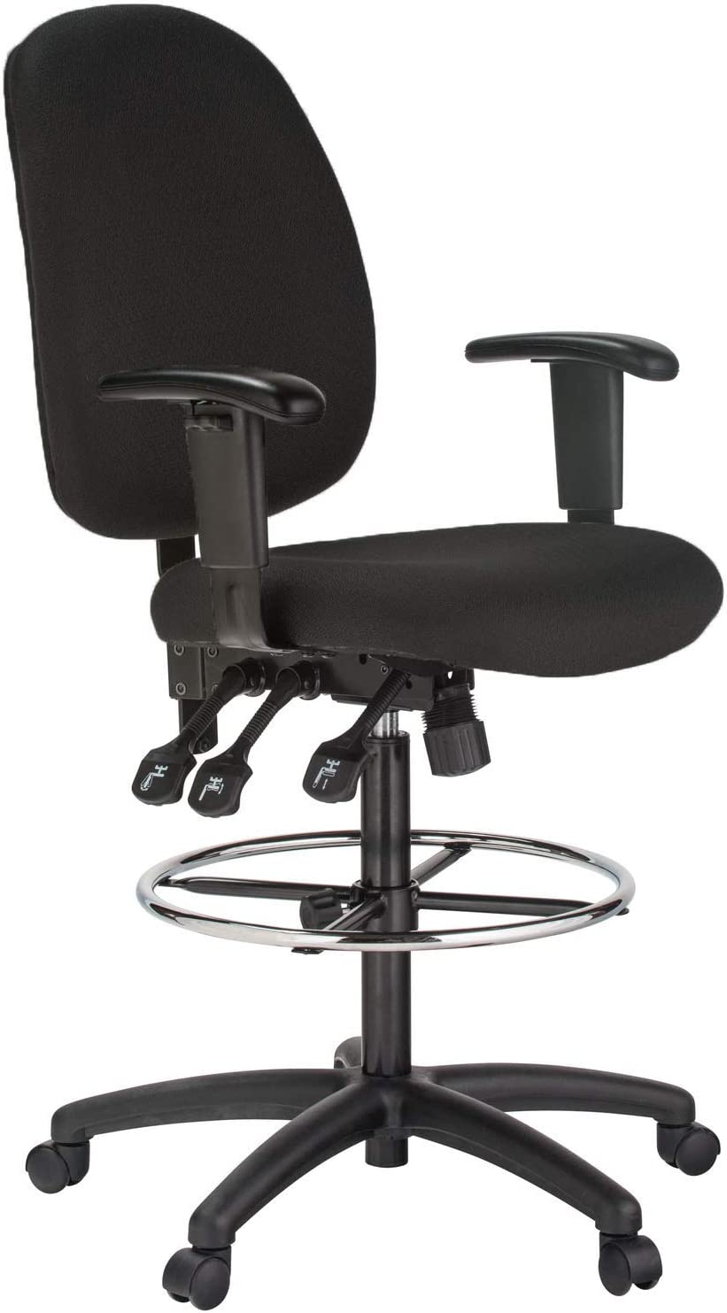 Harwick Extra Tall Ergonomic Drafting Chair - Black Leather