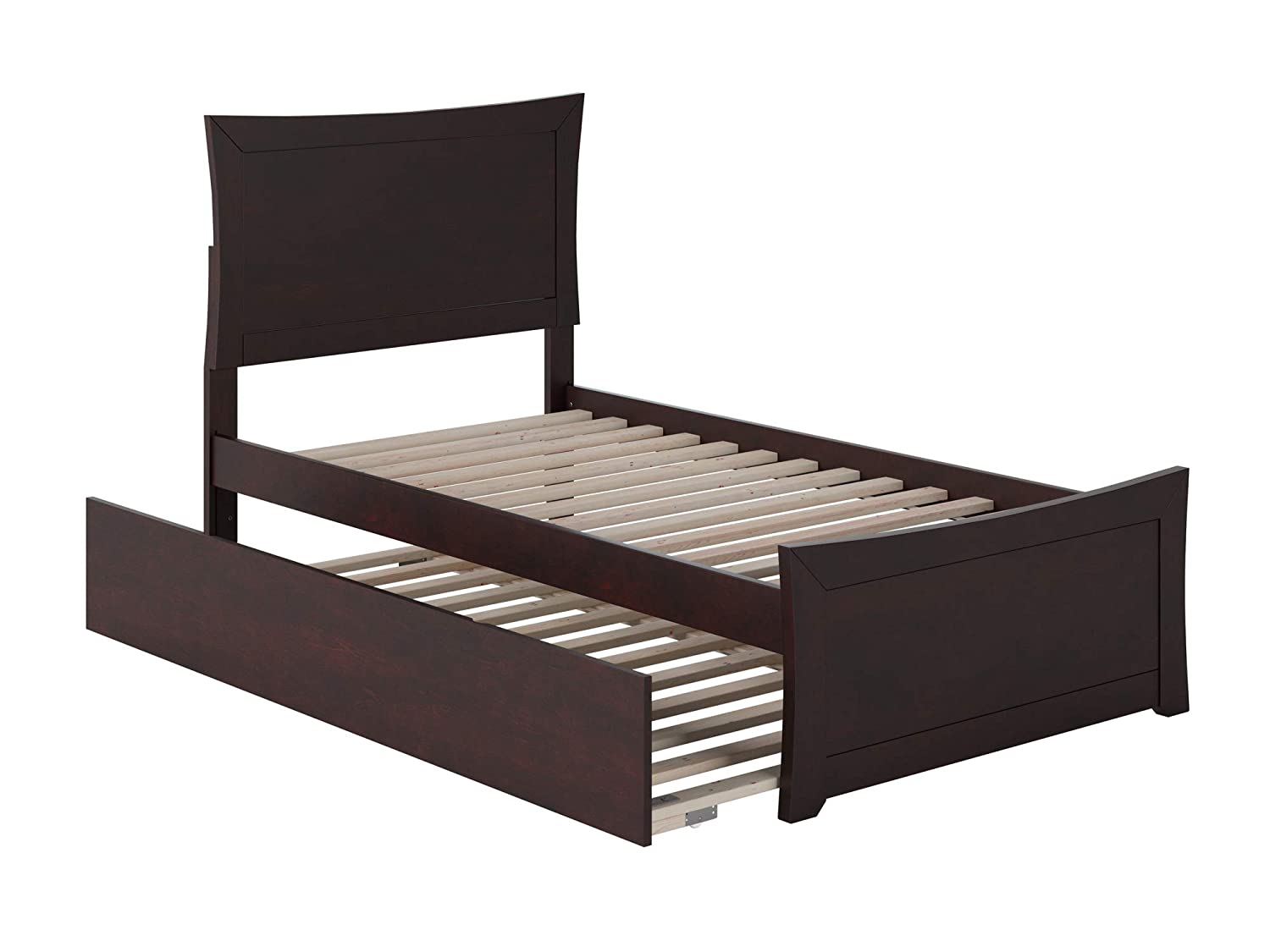 AFI Metro Platform Bed with Matching Footboard and Turbo Charger with Twin Extra Long Trundle, XL, Espresso