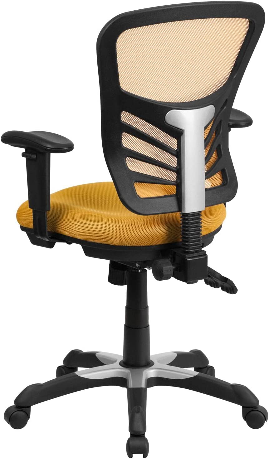 Flash Furniture Mid-Back Yellow-Orange Mesh Multifunction Executive Swivel Ergonomic Office Chair with Adjustable Arms
