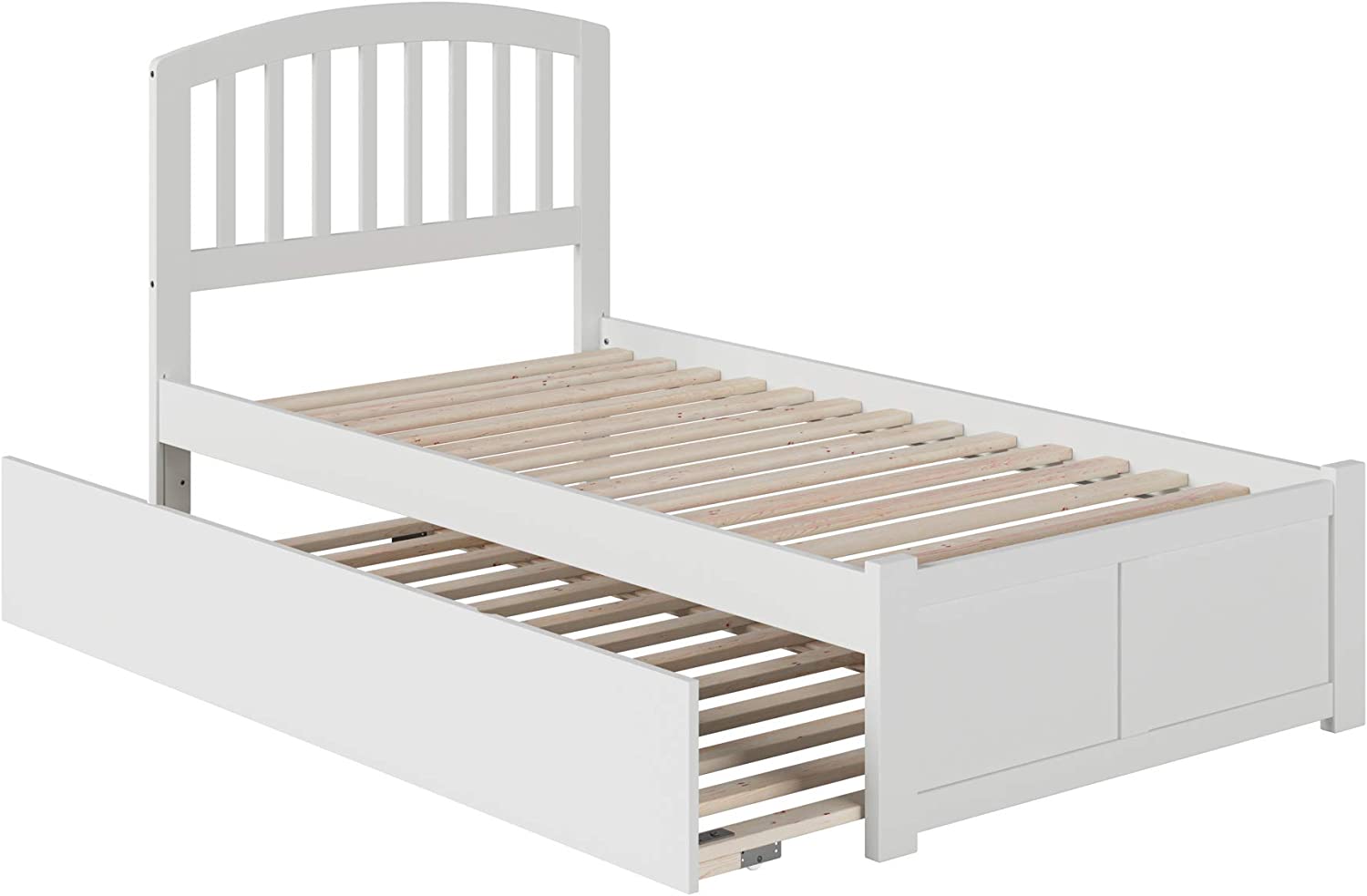 AFI Richmond Platform Bed with Flat Panel Footboard and Turbo Charger with Twin Size Urban Trundle, White