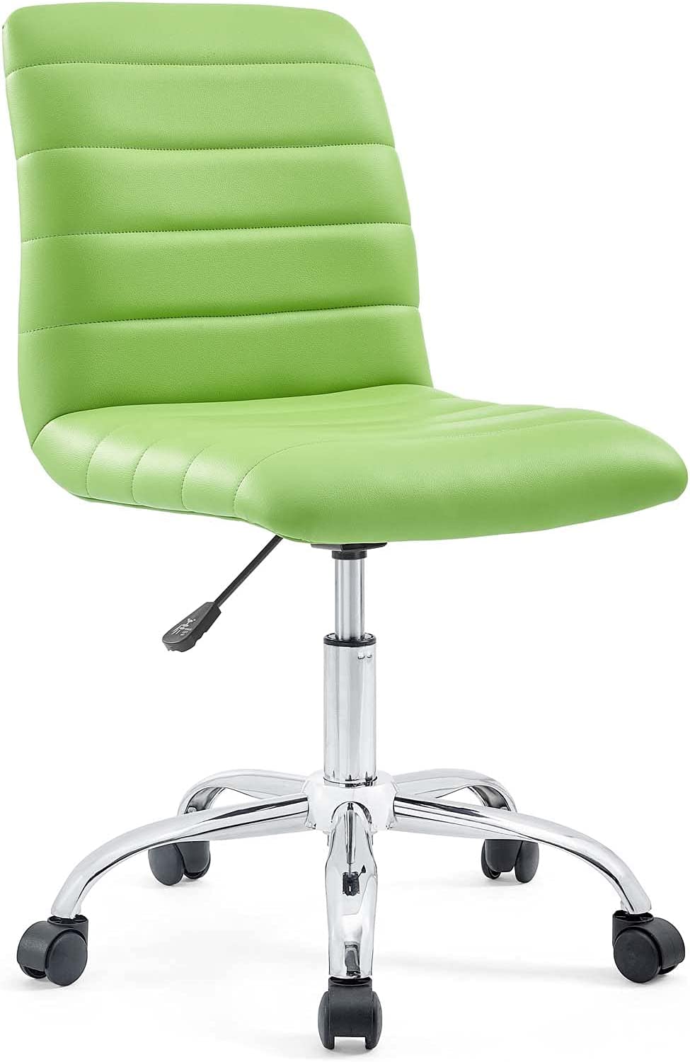 Modway Ripple Ribbed Armless Mid Back Swivel Computer Desk Office Chair In Bright Green