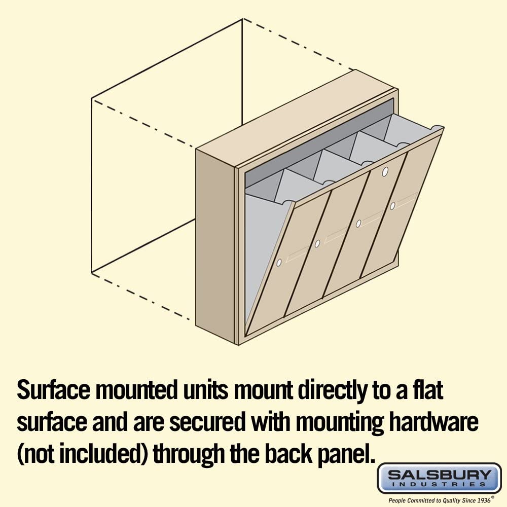 Salsbury Vertical Mailbox - 4 Doors - Sandstone - Surface Mounted - USPS Access