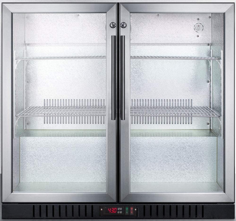 Summit SCR7012DBCSS 36&#34;&#34; Commercially Listed Beverage Center with 7.4 cu. ft. Capacity 2 Factory Installed Lock Interior Lights Automatic Defrost and 2 Glass Doors and Stainless Steel Trim