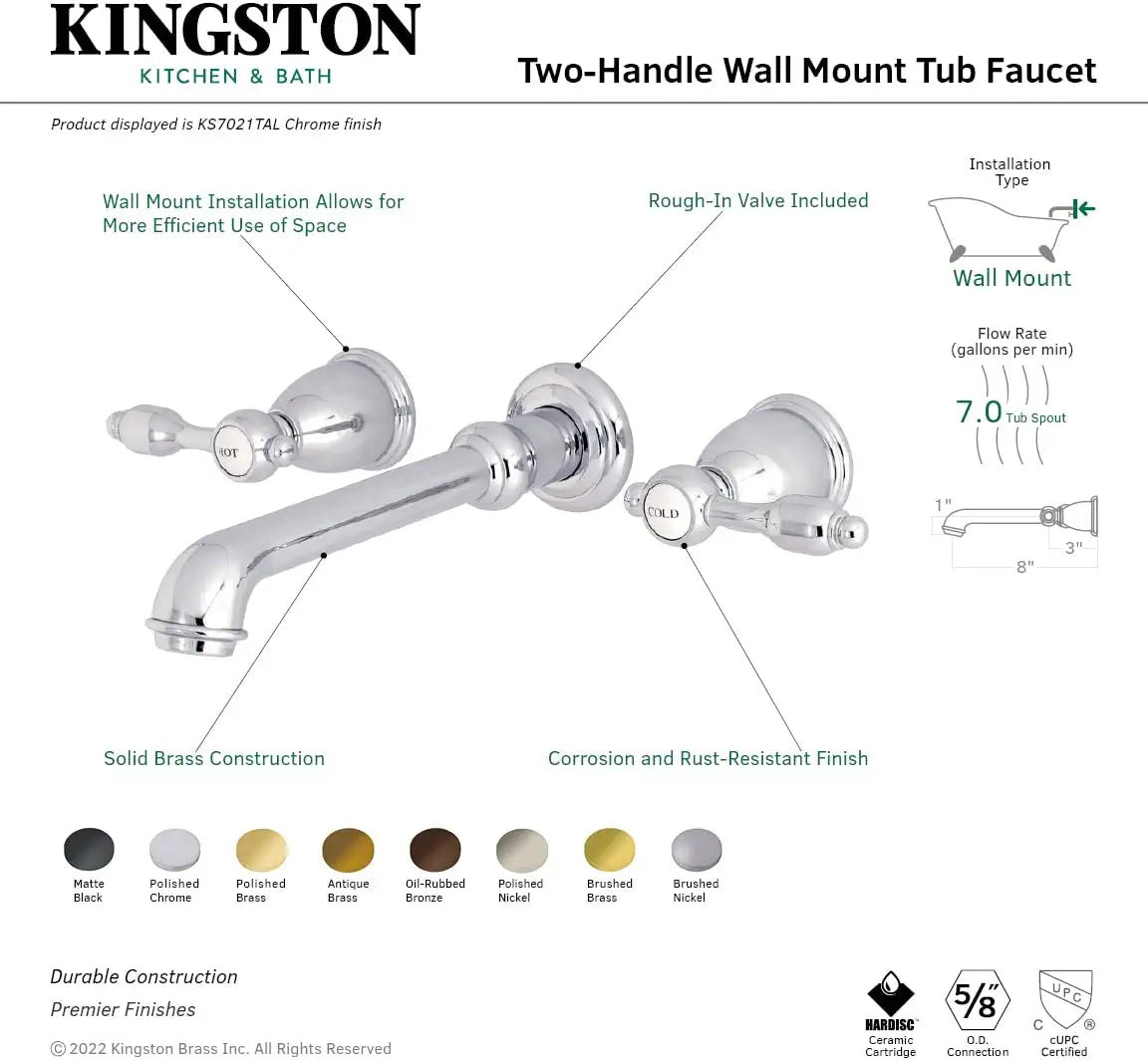 Kingston Brass KS7023TAL Roman Tub Filler, Antique Brass