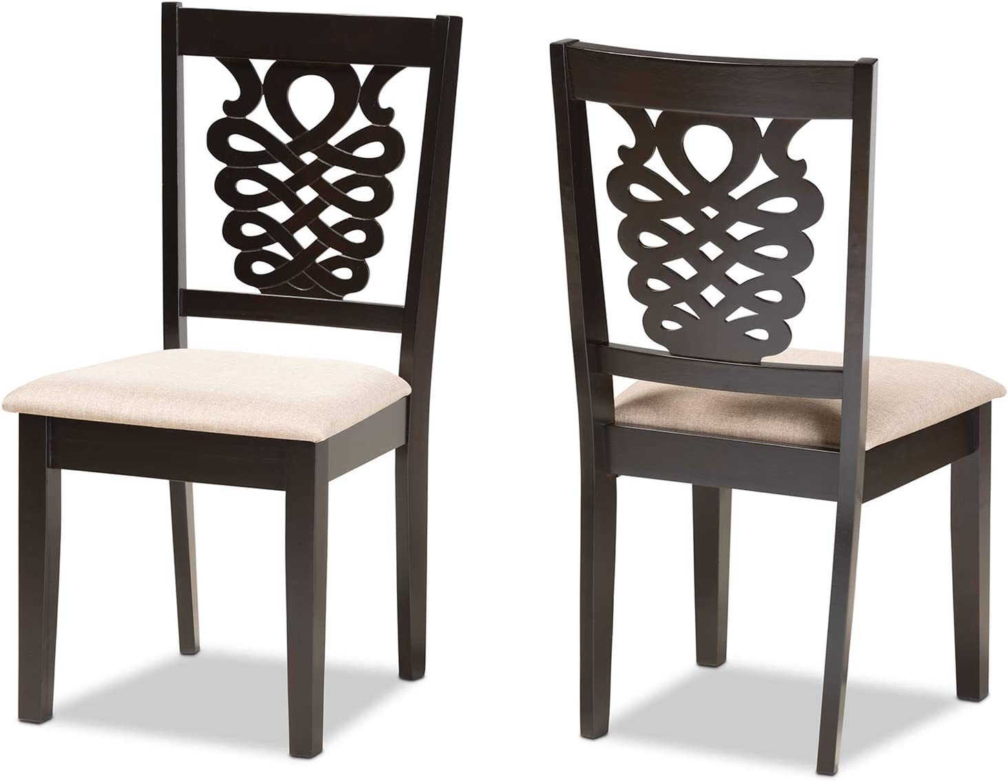 Baxton Studio Gervais Modern and Contemporary Sand Fabric Upholstered and Dark Brown Finished Wood 5-Piece Dining Set