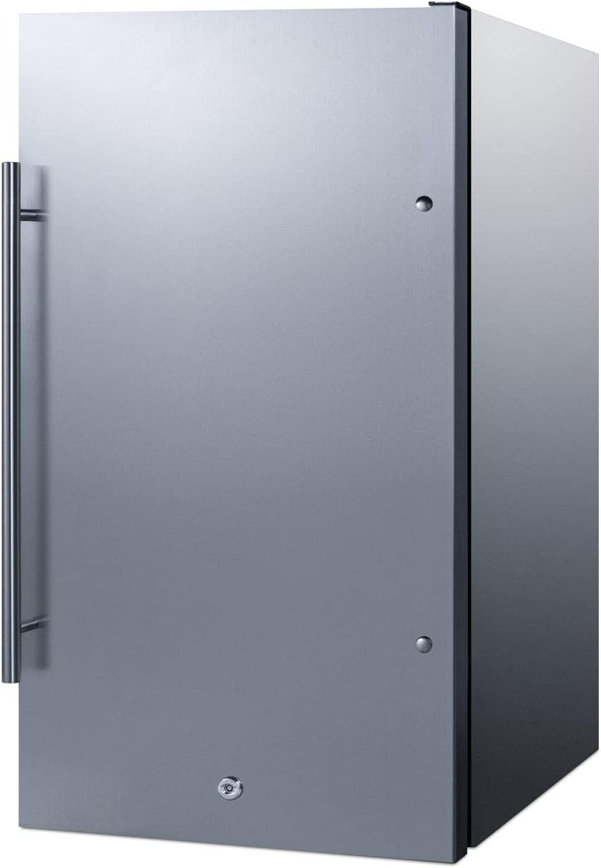 Summit Appliance FF195CSS Commercially Approved ENERGY STAR Certified 19&#34; Wide Shallow Depth All-refrigerator for Built-in or Freestanding Use with Front Lock and Stainless Steel Exterior