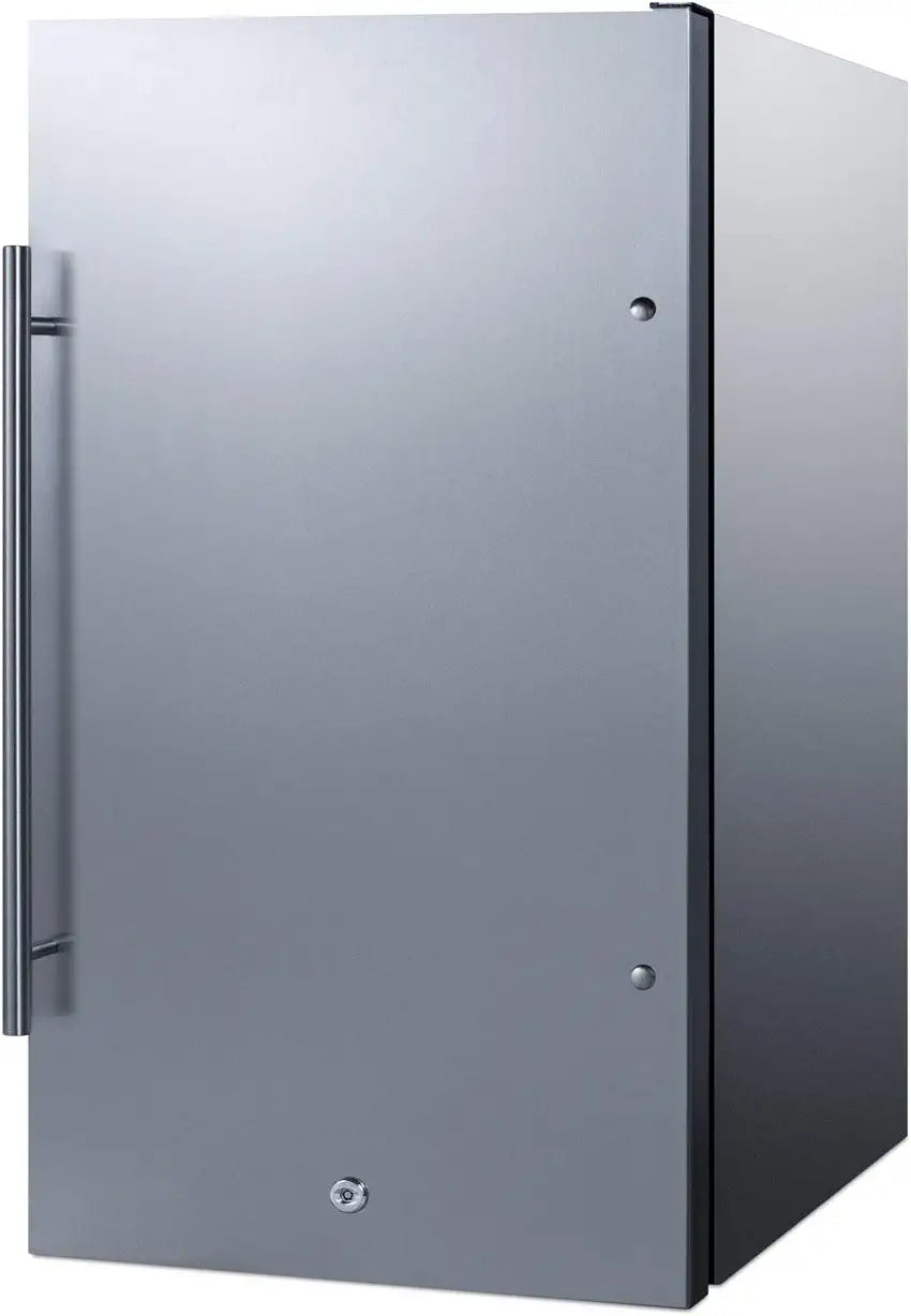 Summit Appliance FF195 Commercially Approved ENERGY STAR Certified 19&#34; Wide Shallow Depth Built-in Undercounter All-refrigerator with Stainless Steel Door, Black Cabinet and Front Lock