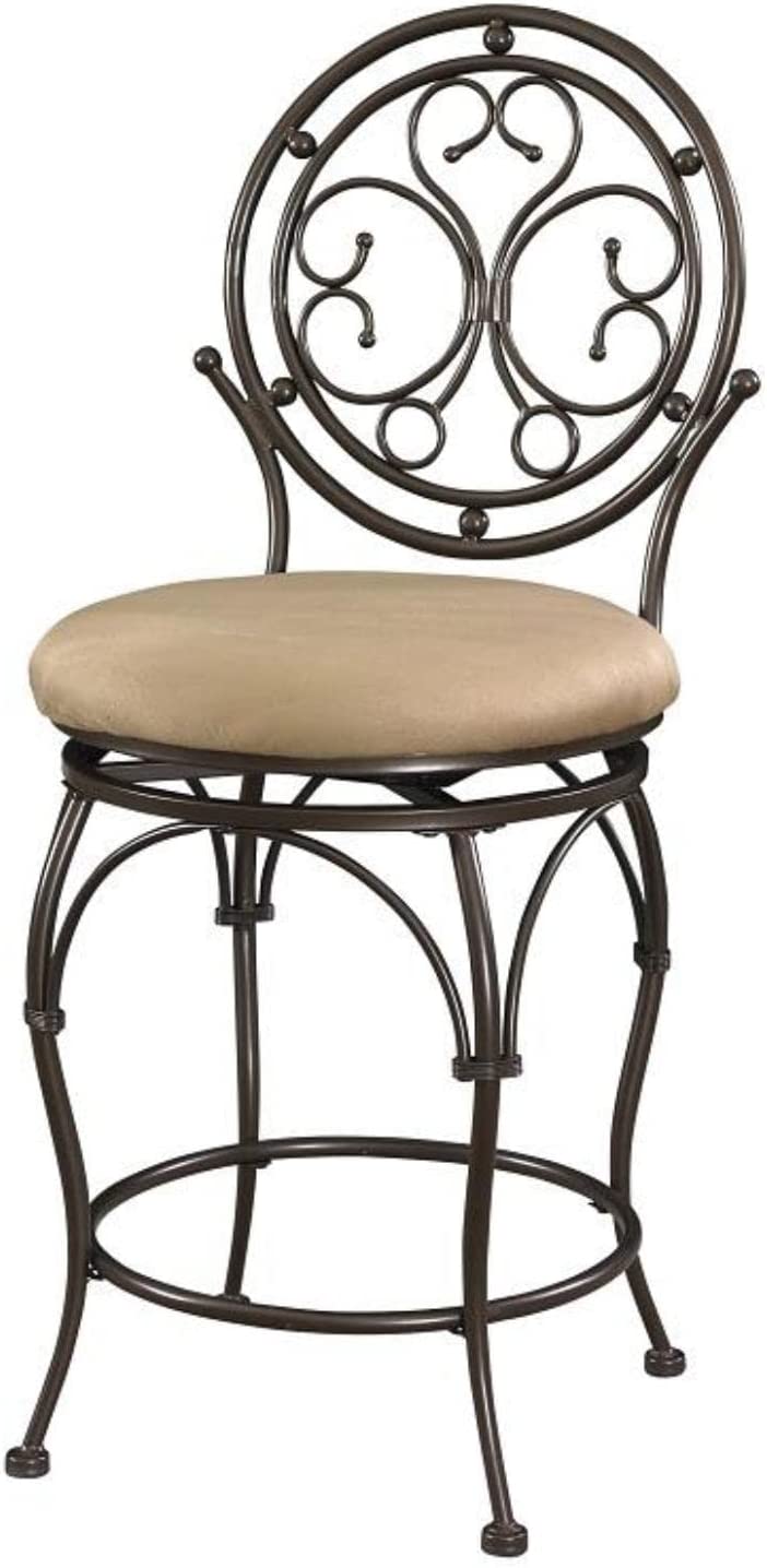 Powell Company Big and Tall Scroll Circle Back Powell Counter Stool, Height, Bronze/Beige
