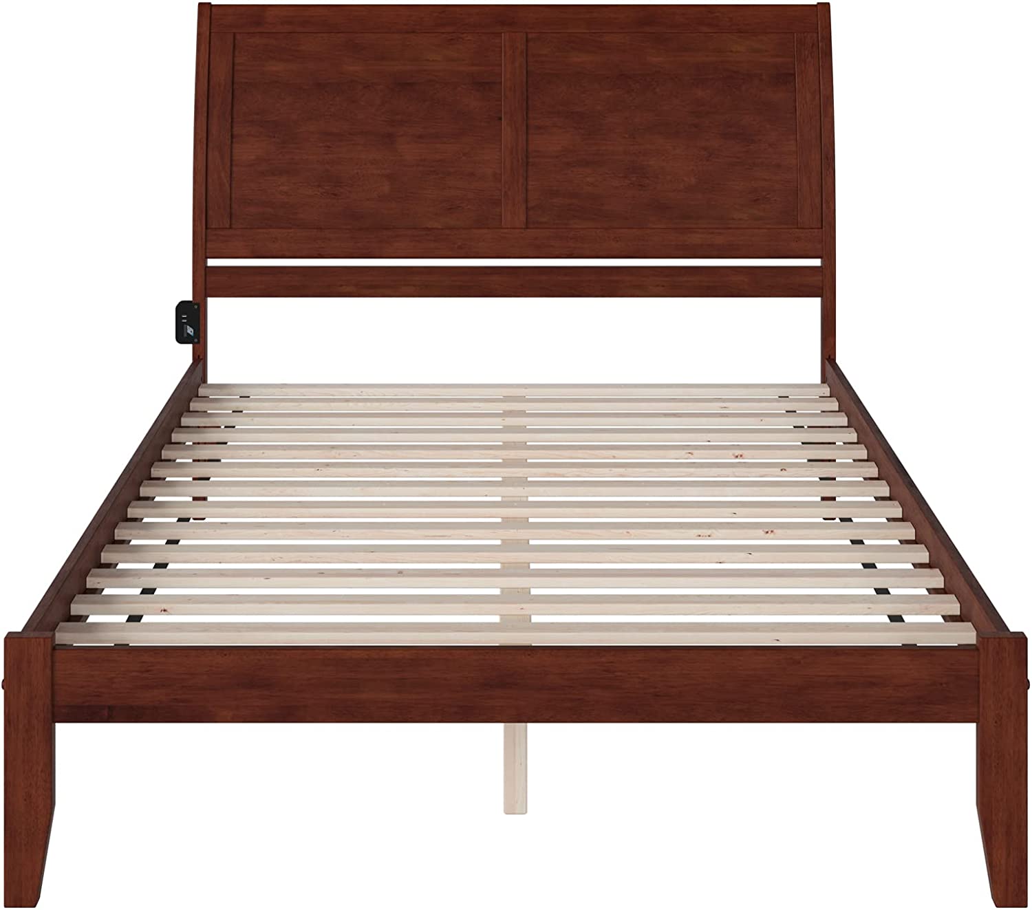 Portland King Platform Bed with Open Footboard and Turbo Charger in Walnut