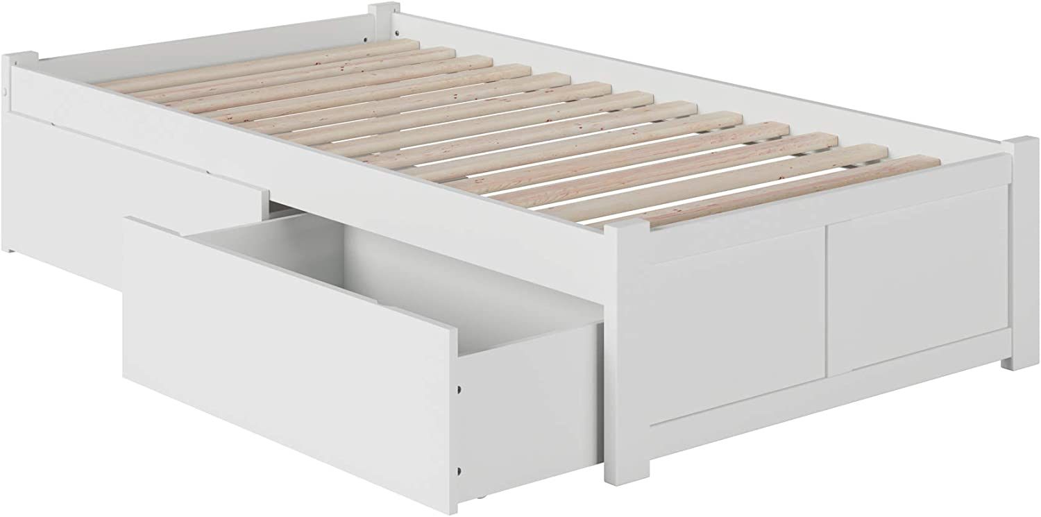 AFI Concord Platform Flat Panel Footboard and Urban Bed Drawers, Twin, White