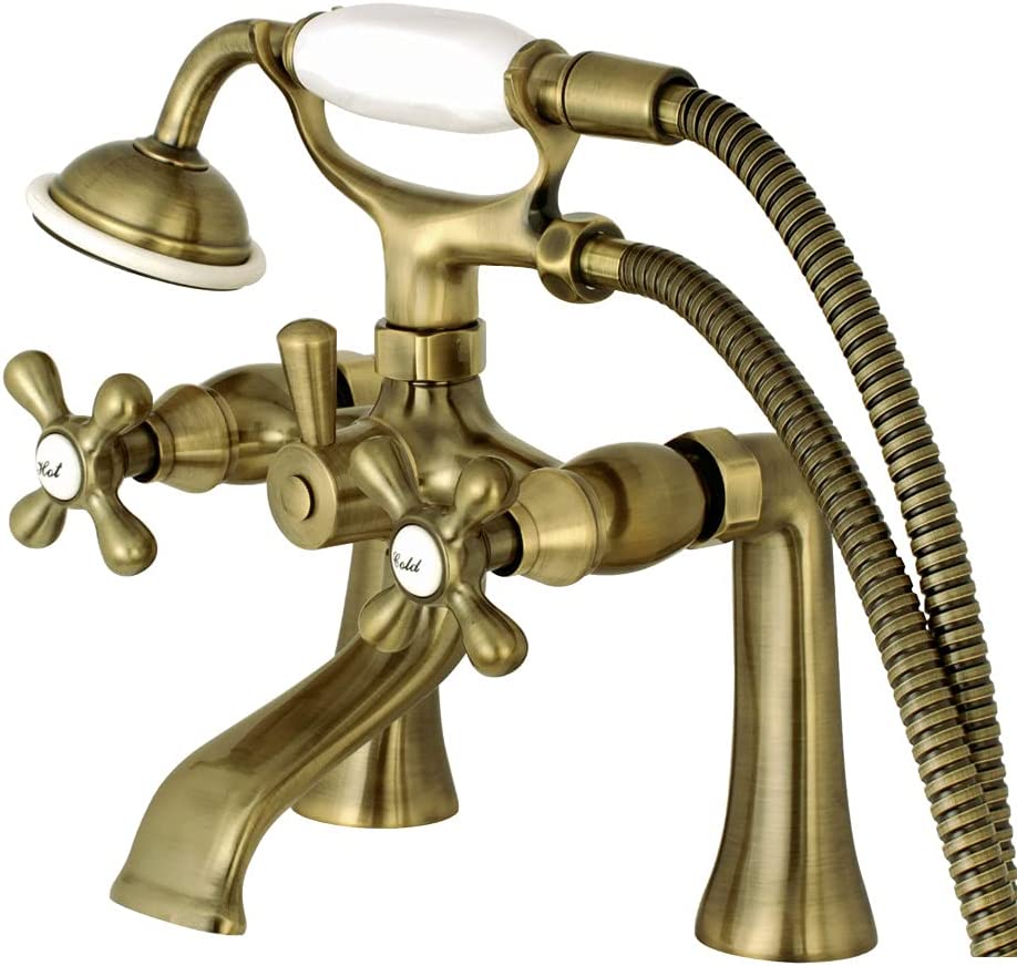 Kingston Brass KS268AB 7-Inch Center Deck Mount Tub Filler, Antique Brass