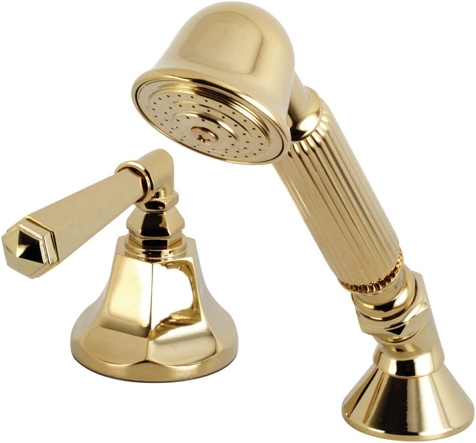 Kingston Brass KSK4302HLTR Deck Mount Hand Shower with Diverter for Roman Tub Faucet, Polished Brass