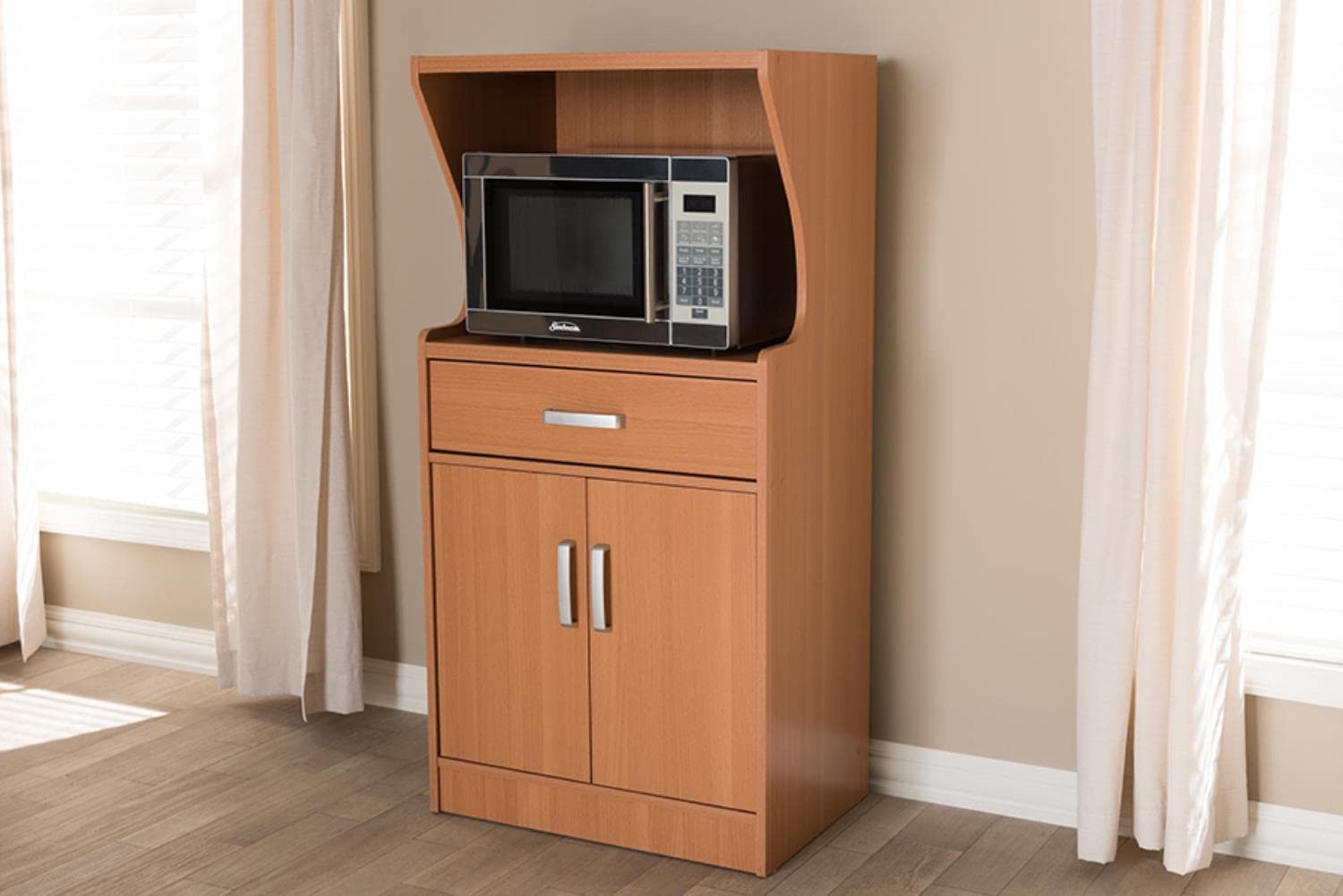 Baxton Studio Lowell Modern and Contemporary Brown Wood Finish Kitchen Cabinet