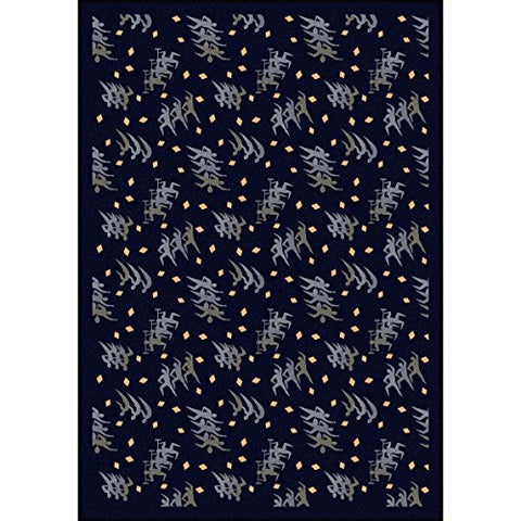 Joy Carpets Sports Fan Fitness Zone Sports Area Rugs, 64-Inch by 92-Inch by 0.36-Inch, Navy