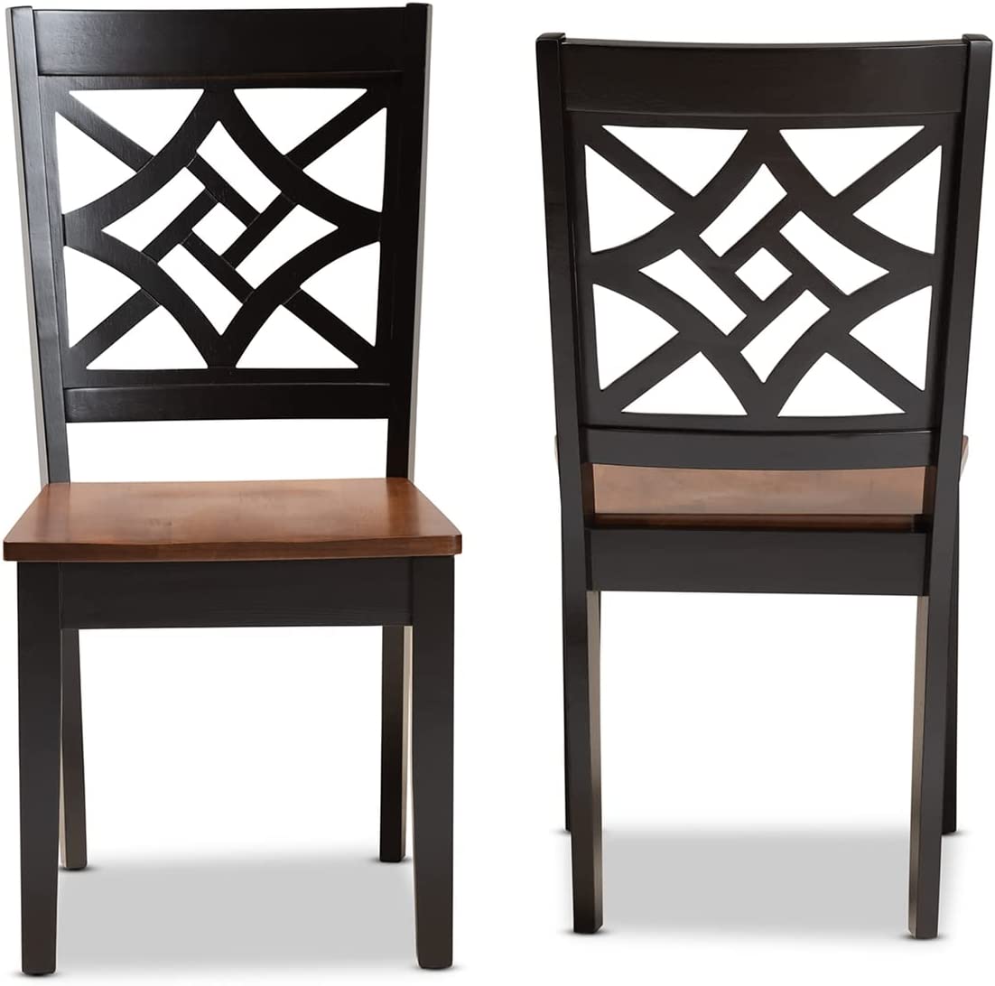 Baxton Studio Nicolette Modern and Contemporary Two-Tone Dark Brown and Walnut Brown Finished Wood 2-Piece Dining Chair Set