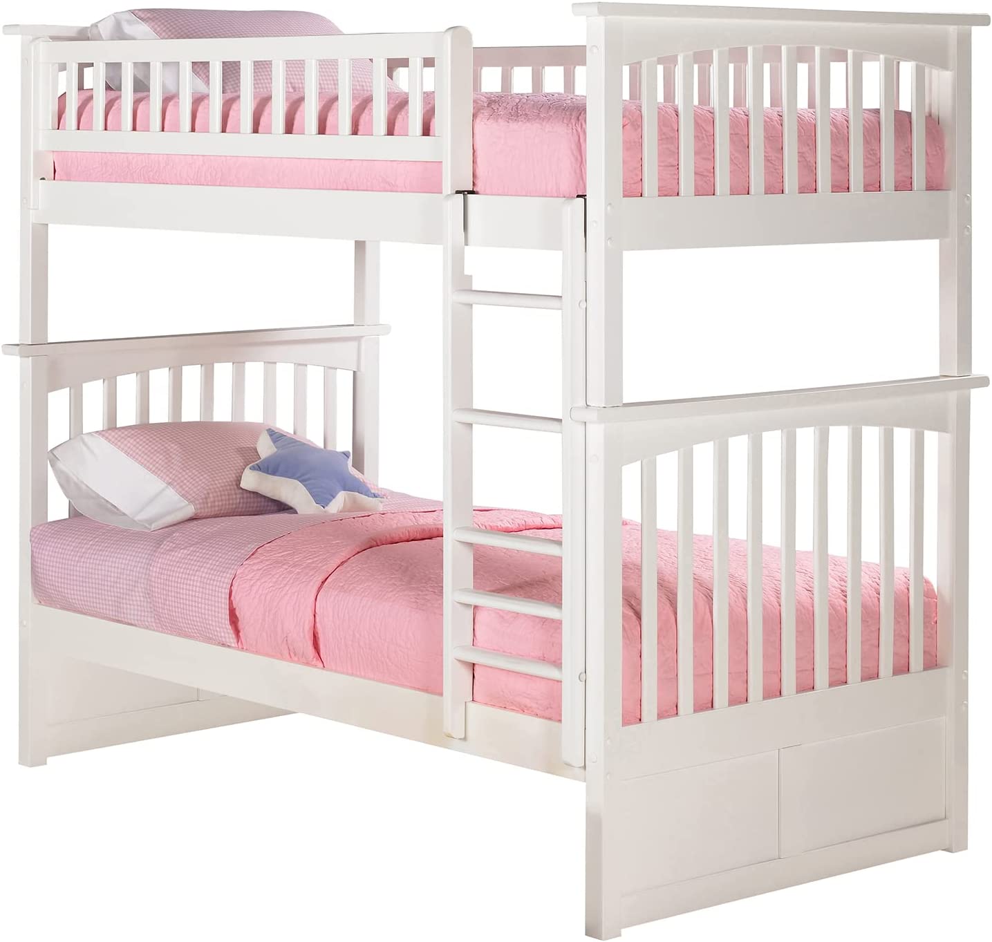 Atlantic Furniture Columbia Bunk Bed, Twin Over Twin, White