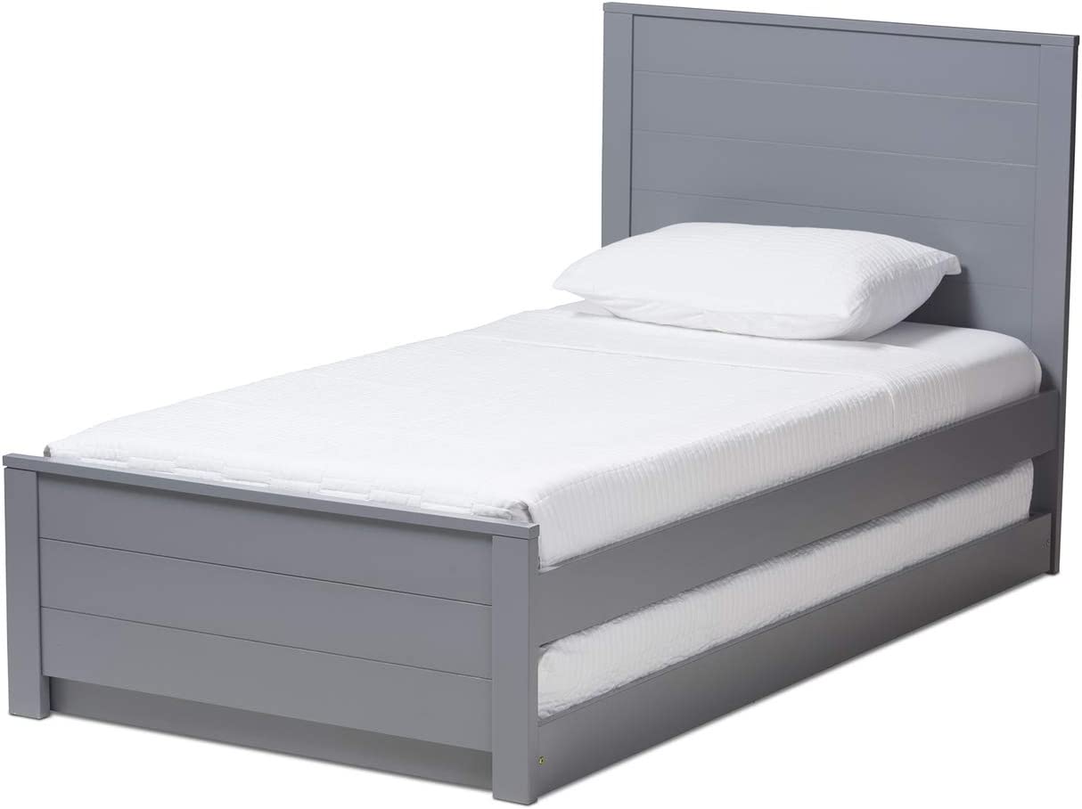 Baxton Studio Catalina Twin Platform Bed Grey/Twin//Light Wood/Mission/Rubber Wood/Poplar/LVL