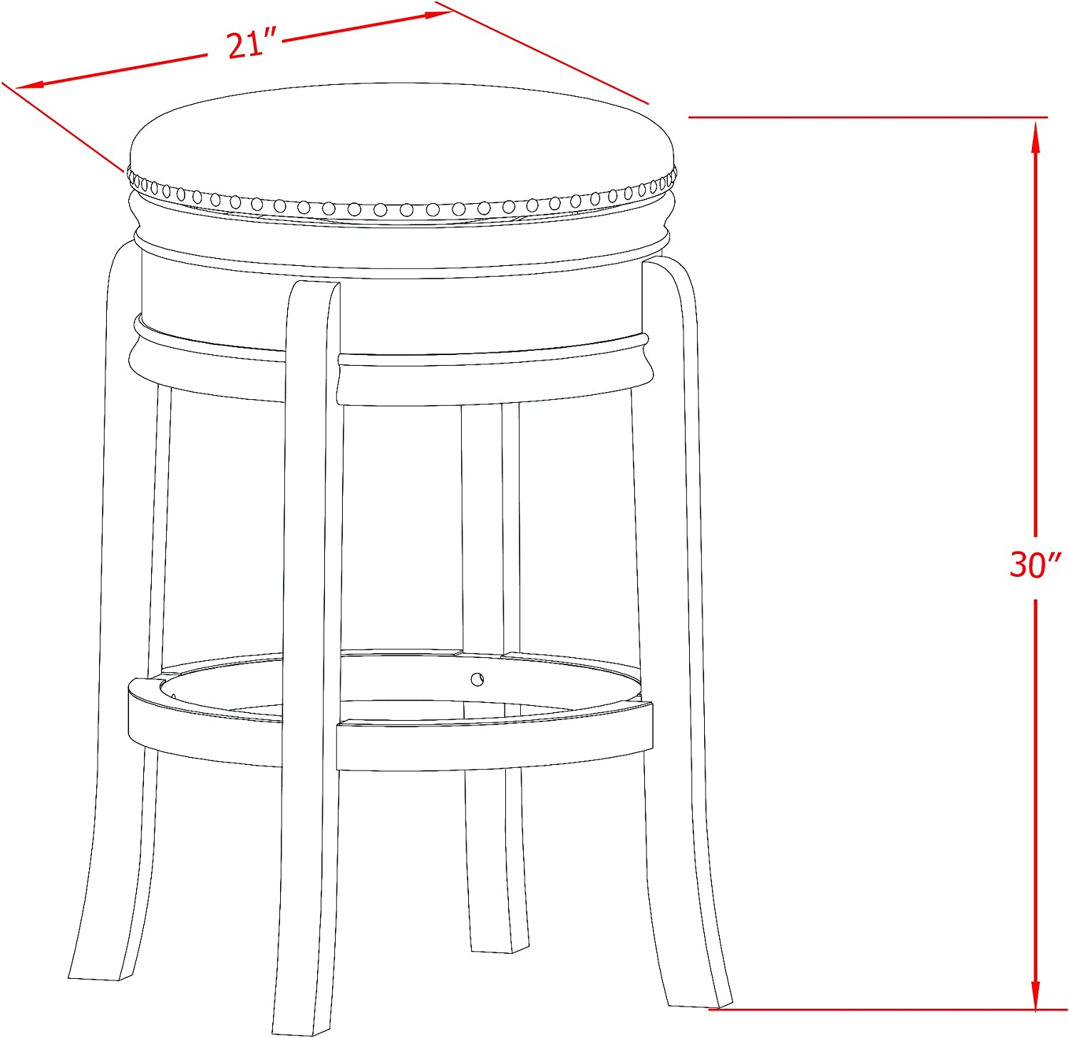 East West Furniture AMS030-416 Counter Height Bar Stool- Counter Height Bar Stool with Round Shape - Vegas Gold PU Leather Seat and 4 Solid Wood Curved Legs - Upholstered Bar Stool Oak Finish, 30