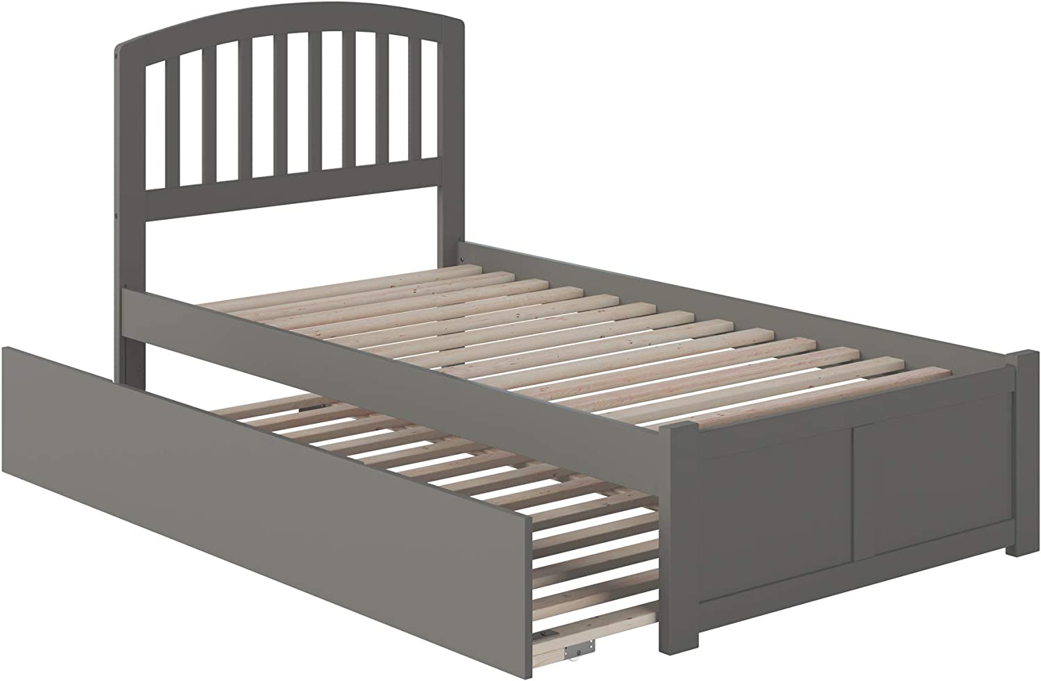 AFI Richmond Bed with Footboard and Twin Extra Long Trundle, XL, Grey