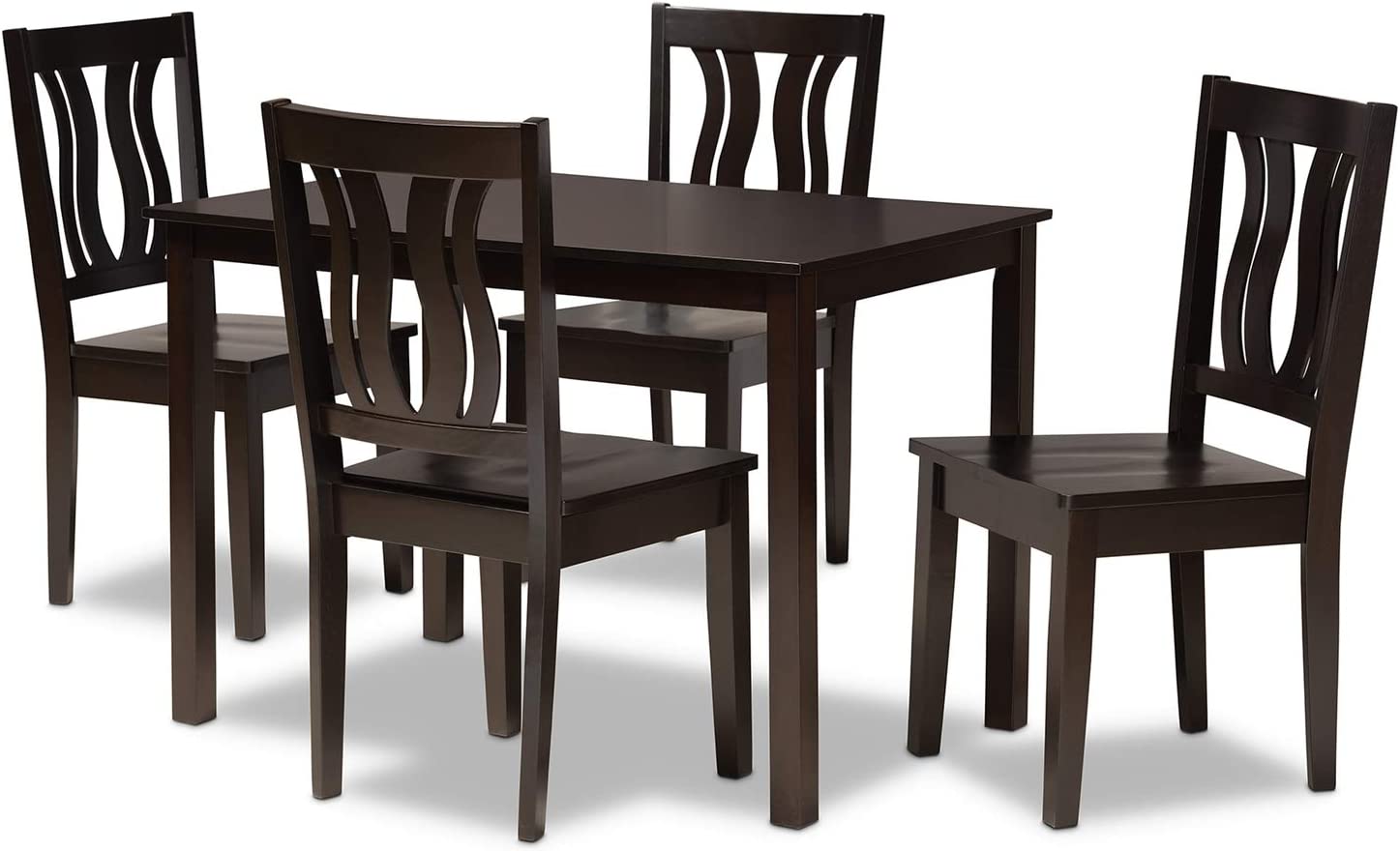 Baxton Studio Zamira Modern and Contemporary Transitional Dark Brown Finished Wood 5-Piece Dining Set