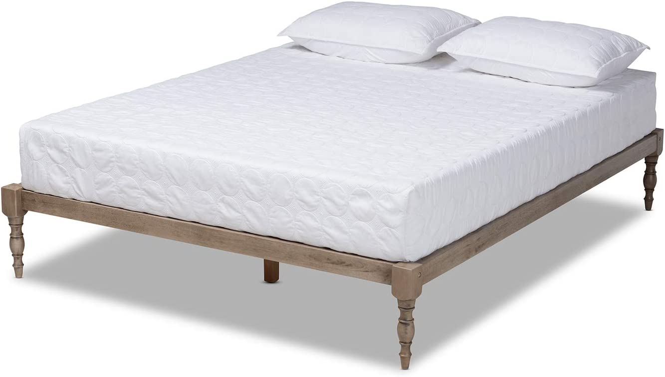 Baxton Studio Iseline Modern and Contemporary Antique Grey Finished Wood Full Size Platform Bed Frame