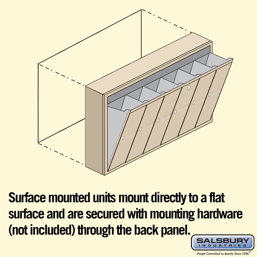 Salsbury Industries 3506SSU Surface Mounted Vertical Mailbox with USPS Access and 6 Doors, Sandstone