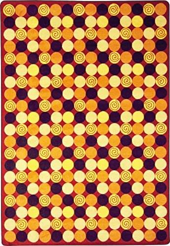 Joy Carpets Kid Essentials Roundabout Teen Area Rugs, 92-Inch by 129-Inch by 0.36-Inch, Red