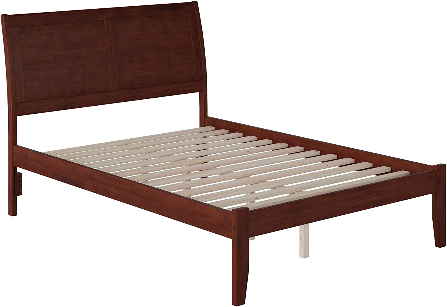AFI Portland Platform Bed with Open Footboard and Turbo Charger, Full, Walnut