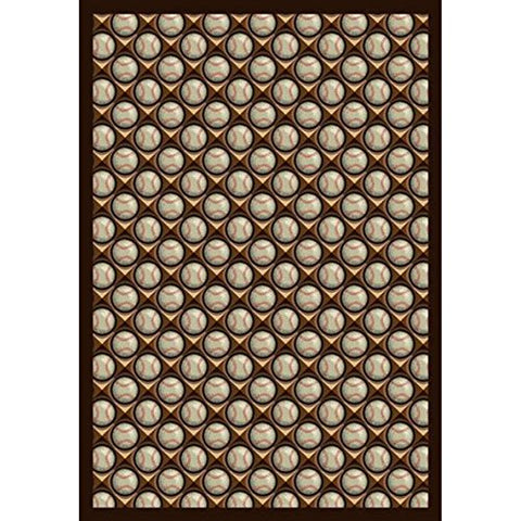 Joy Carpets Sports Fan Bases Loaded Area Rugs, 92-Inch by 129-Inch by 0.36-Inch, Leather Glove
