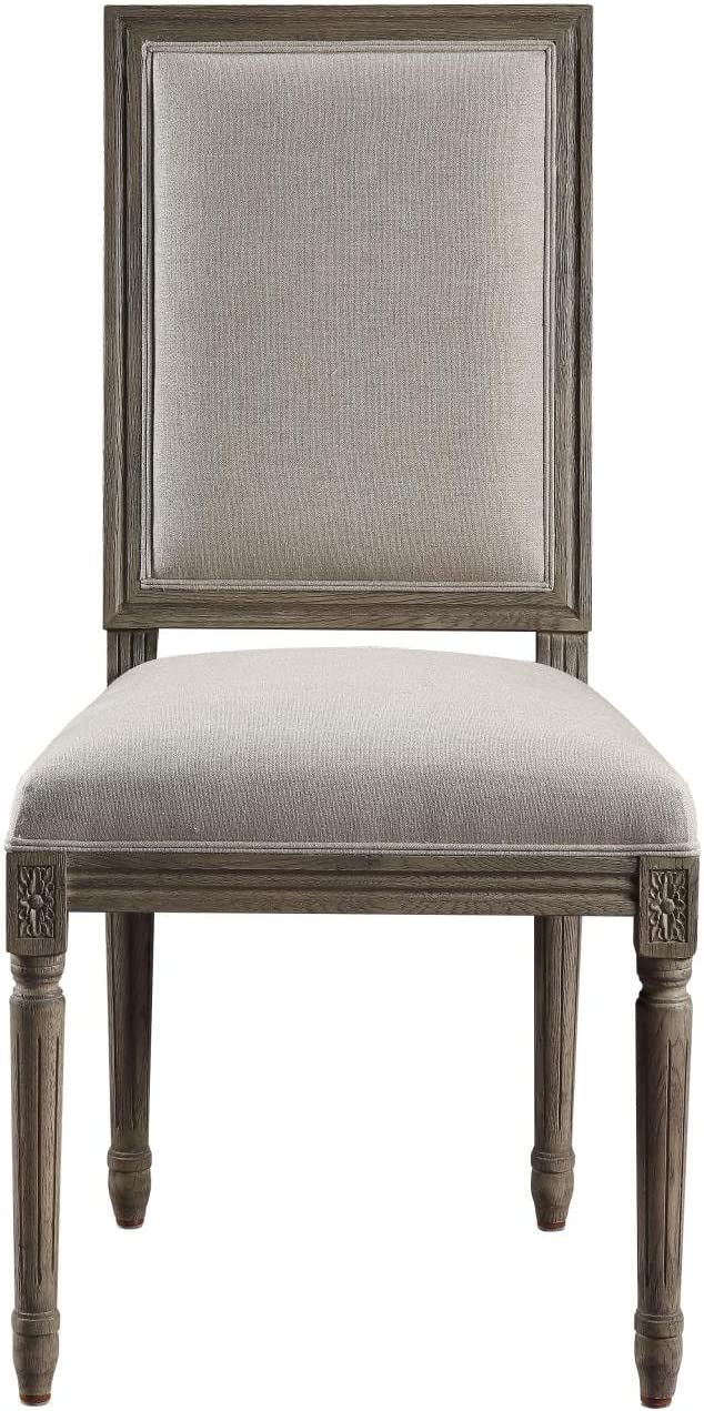 Acme Furniture Ansonia Side Chair, Gray Pu and Chrome