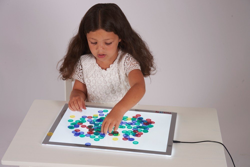 TickiT Ultra Bright LED Light Panel - In Home Learning Supplies for Sensory Play - Adjustable Brightness - Color and Shape Exploration on a Light Box