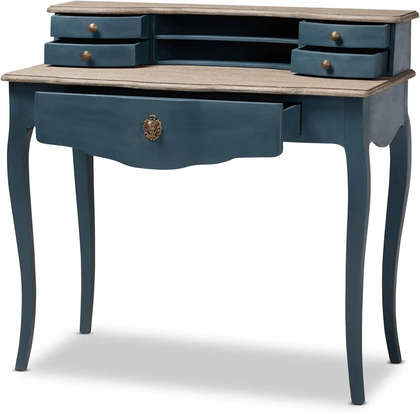 Baxton Studio Celestine French Provincial Blue Spruce Finished Wood Accent Writing Desk