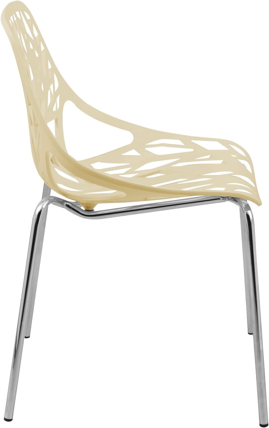 LeisureMod Forest Modern Dining Chair with Chromed Legs in White