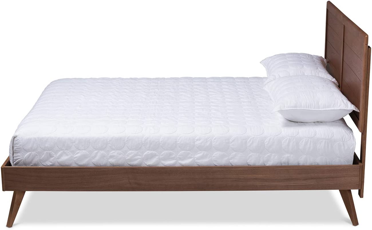 Baxton Studio Artemis Mid-Century Modern Walnut Brown Finished Wood Queen Size Platform Bed