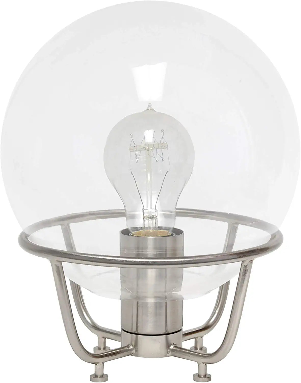 Lalia Home Decorative Old World Globe Glass Table Lamp, Brushed Nickel