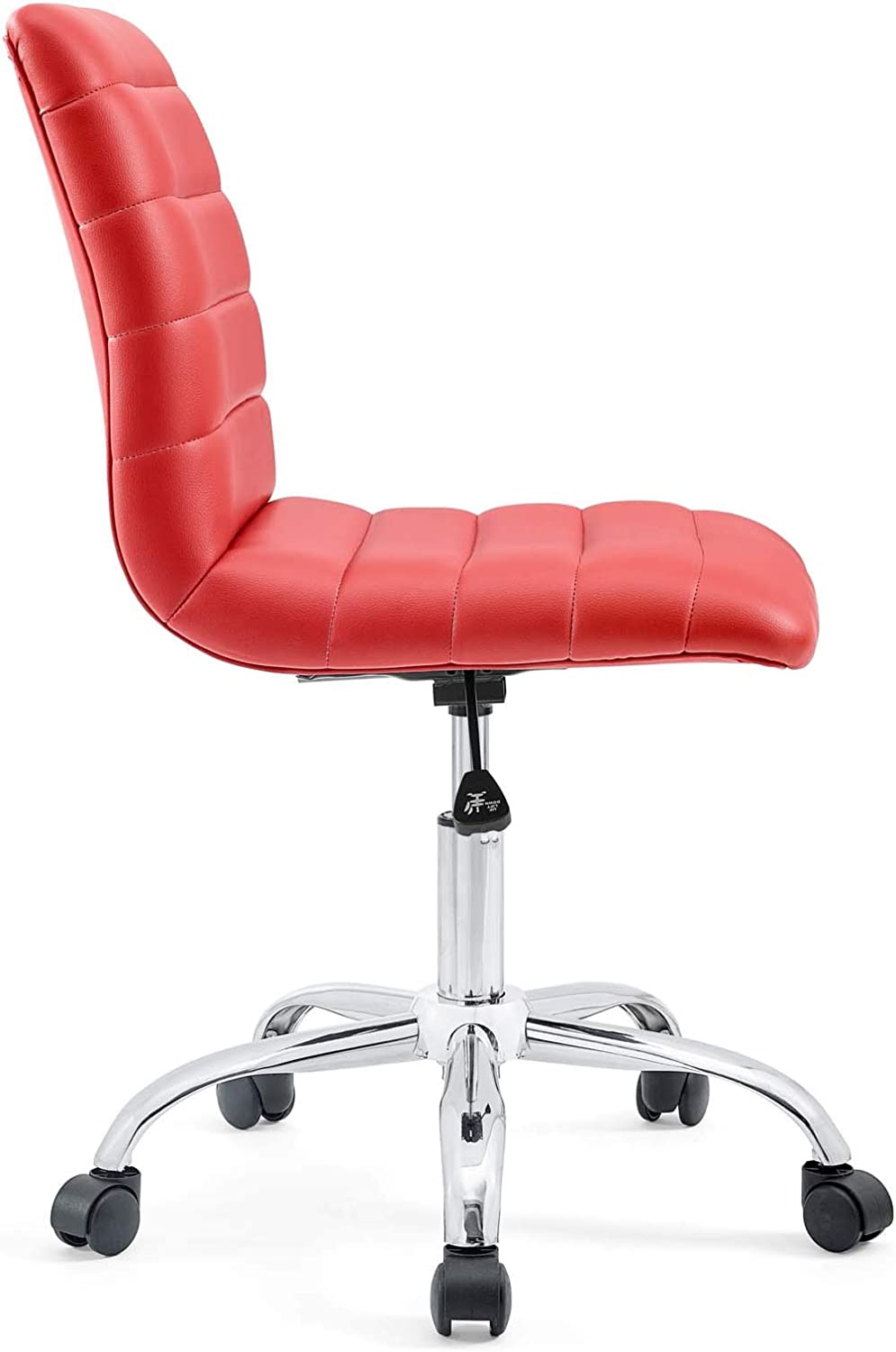 Modway Ripple Ribbed Armless Mid Back Swivel Computer Desk Office Chair In Red