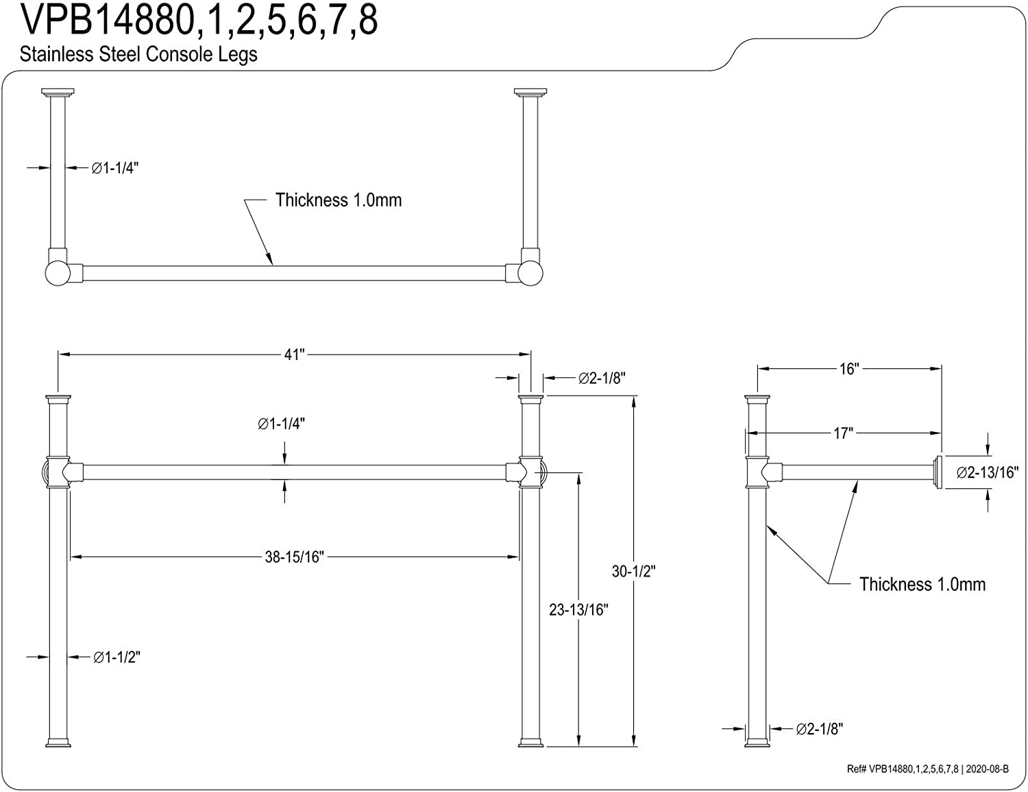 Kingston Brass VPB14881 Imperial Console Sink Legs, Polished Chrome