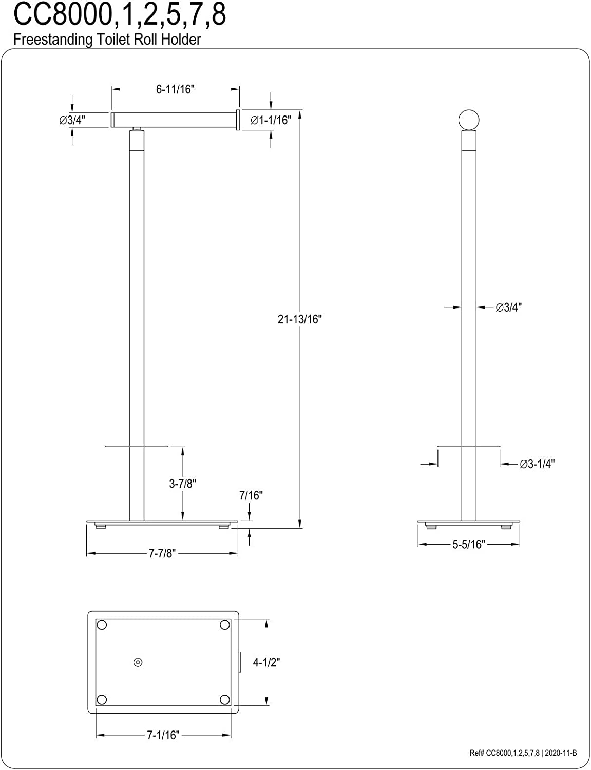 Kingston Brass CC8000 Claremont Toilet Paper Holder, Matte Black