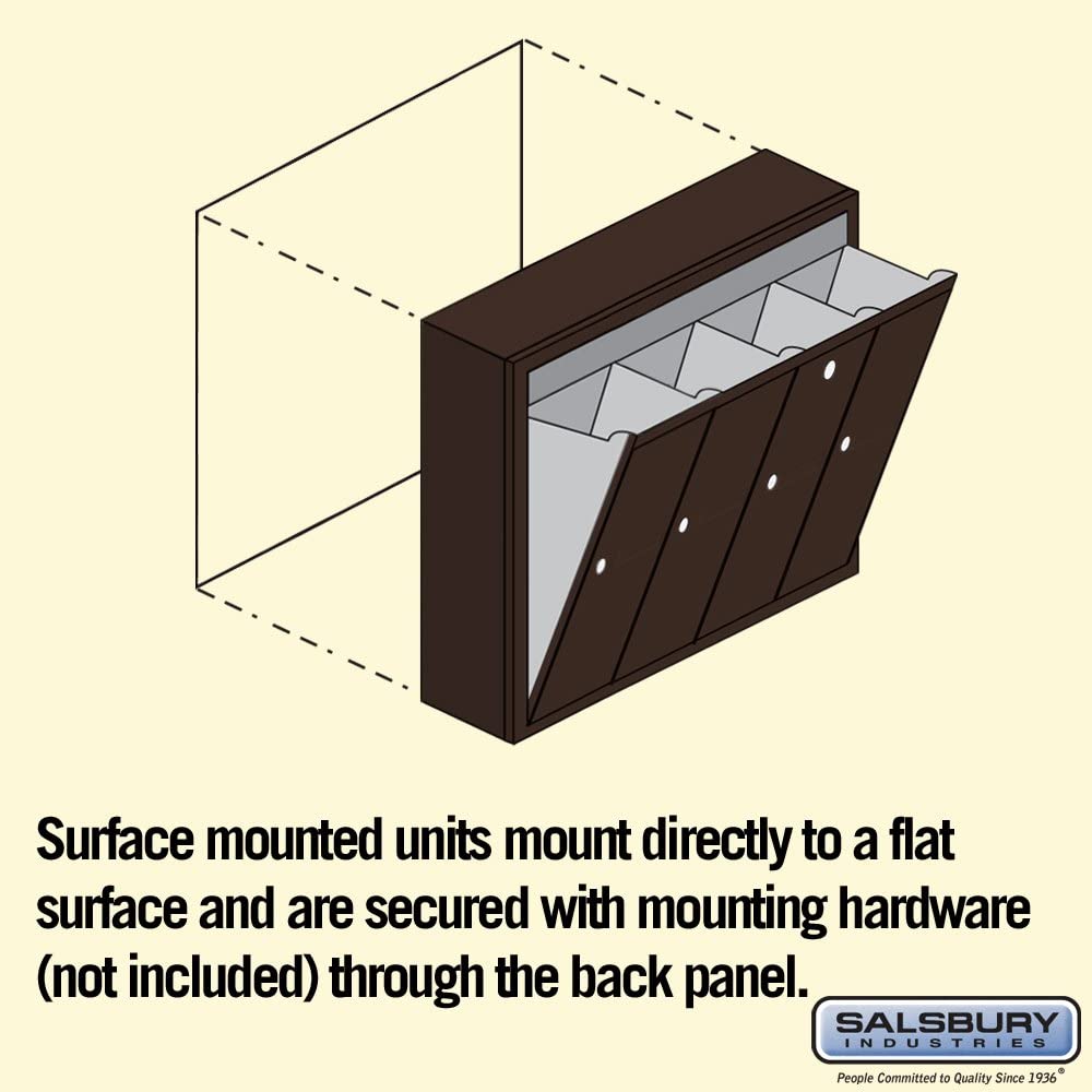 Salsbury Industries 3504ZSU Surface Mounted Vertical Mailbox with USPS Access and 4 Doors, Bronze