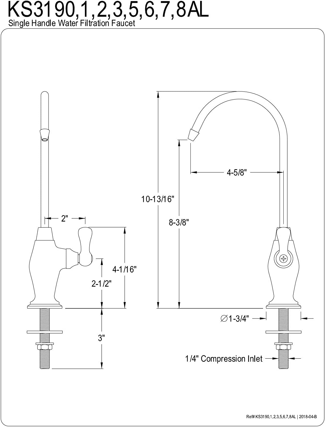 Kingston Brass KS3193AL Restoration Single Handle Water Filtration Faucet, Antique Brass