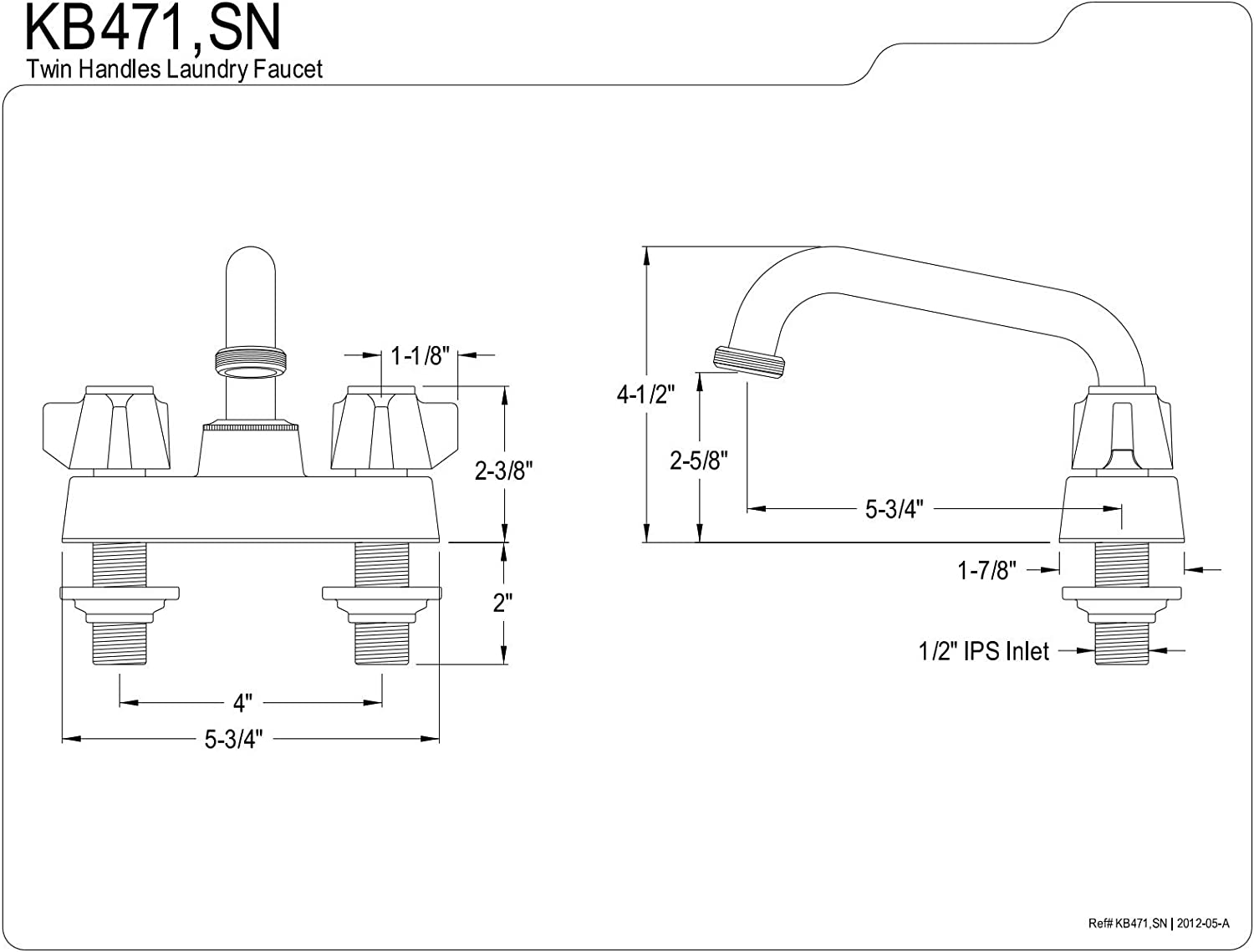 Kingston Brass KB471 Laundry Faucet, Polished Chrome