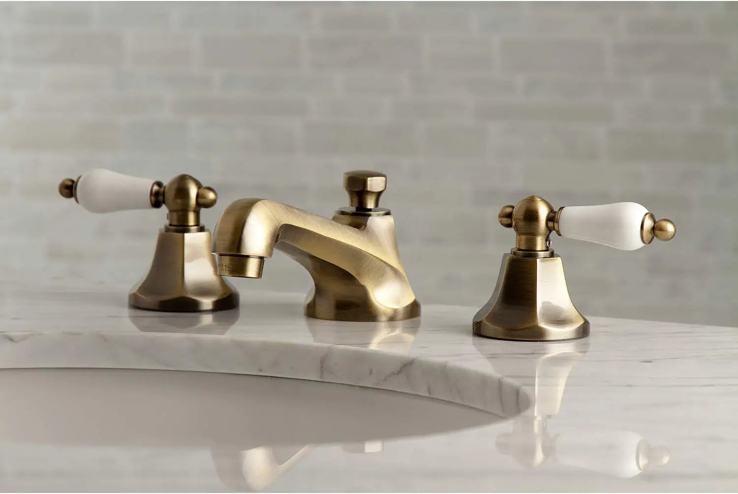 Kingston Brass KS4463PL 8&#34; Widespread Bathroom Faucet, Antique Brass