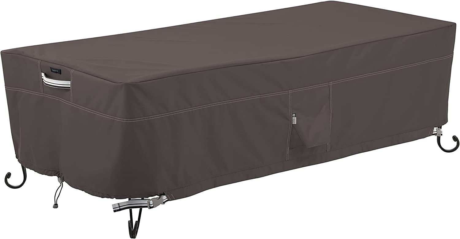 Classic Accessories Ravenna Water-Resistant 60 Inch Rectangular Fire Pit Table Cover, Outdoor Table Cover