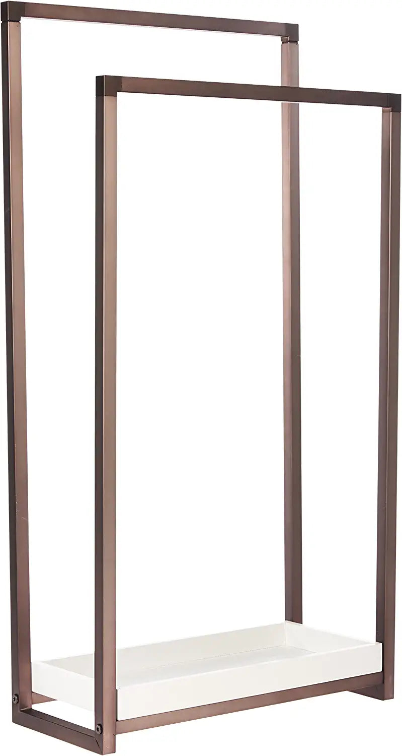 Kingston Brass SCC8268 Pedestal 2-Tier Steel Construction Towel Rack with Wooden Case, Brushed Nickel