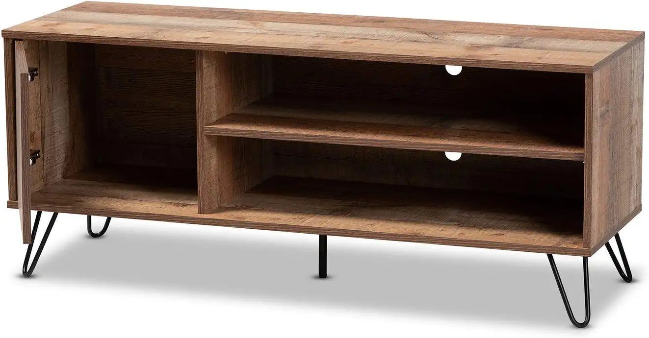 Baxton Studio Iver Modern and Contemporary Rustic Oak Finished 1-Door Wood TV Stand