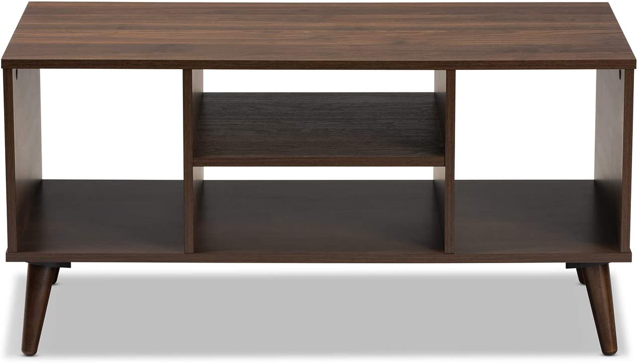 Baxton Studio Linas Mid-Century Modern Walnut Finished Coffee Table