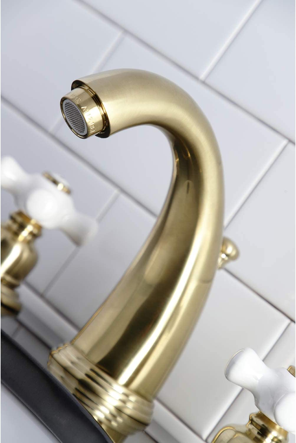 Kingston Brass KB987PXSB Victorian 2-Handle 8 in. Widespread Bathroom Faucet, Brushed Brass