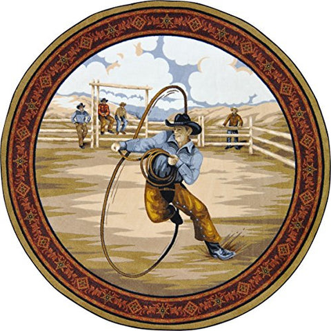 Joy Carpets Cowboy Carpets La Riata Western Area Rugs, 64-Inch by 64-Inch by 0.36-Inch, Multicolored