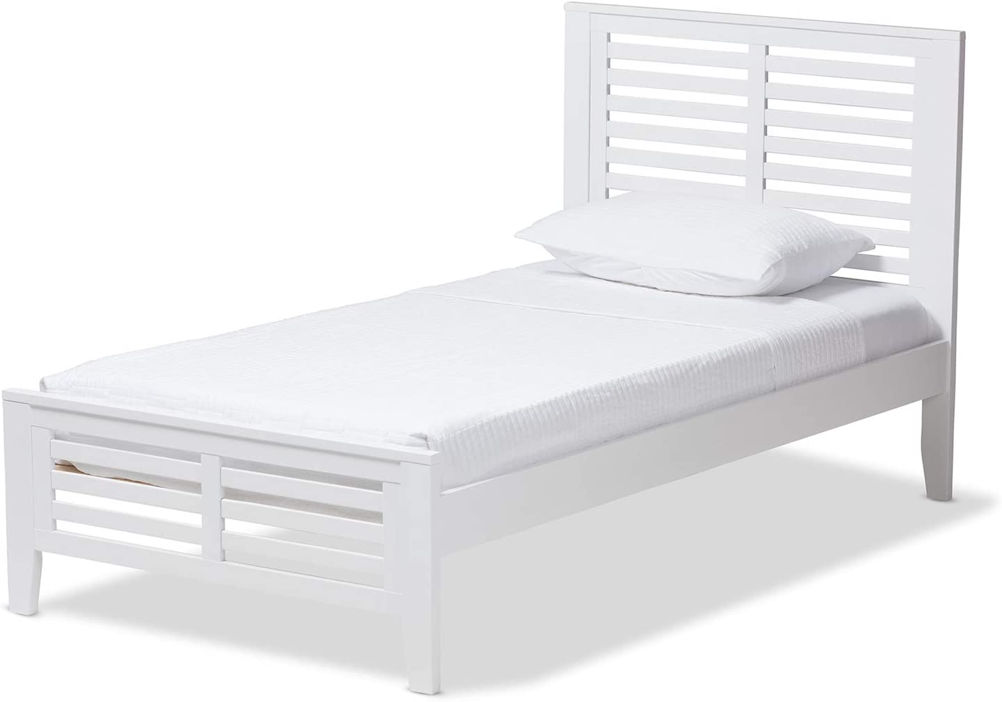 Baxton Studio Sedona Modern Classic Mission Style White-Finished Wood Twin Platform Bed