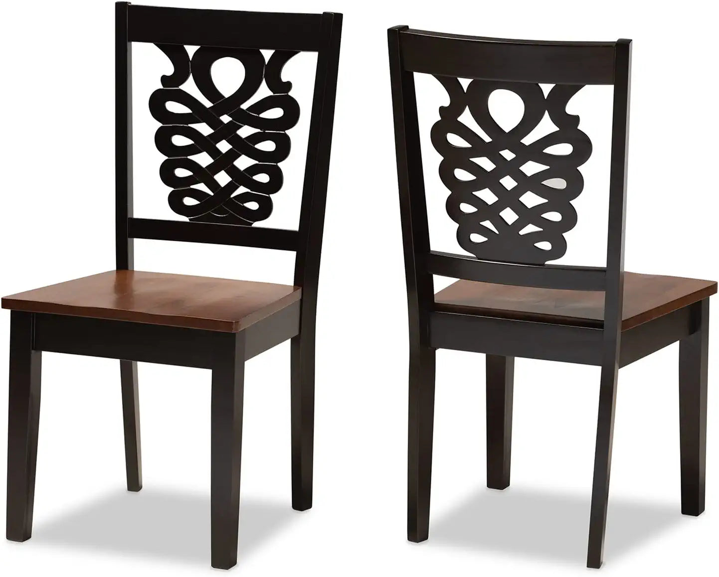 Baxton Studio Gervais Modern and Contemporary Transitional Two-Tone Dark Brown and Walnut Brown Finished Wood 2-Piece Dining Chair Set